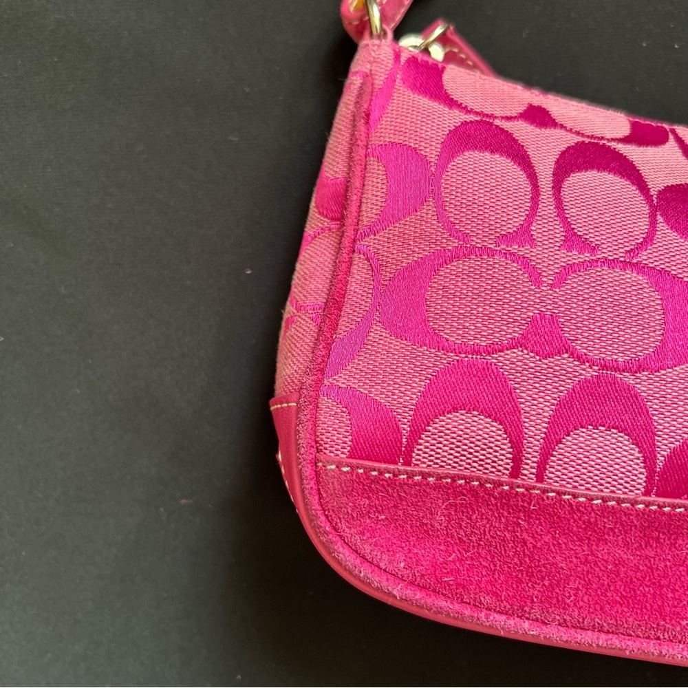 Coach HOT PINK Signature Logo Demi Mini Canvas bag - Picture 15 of 15